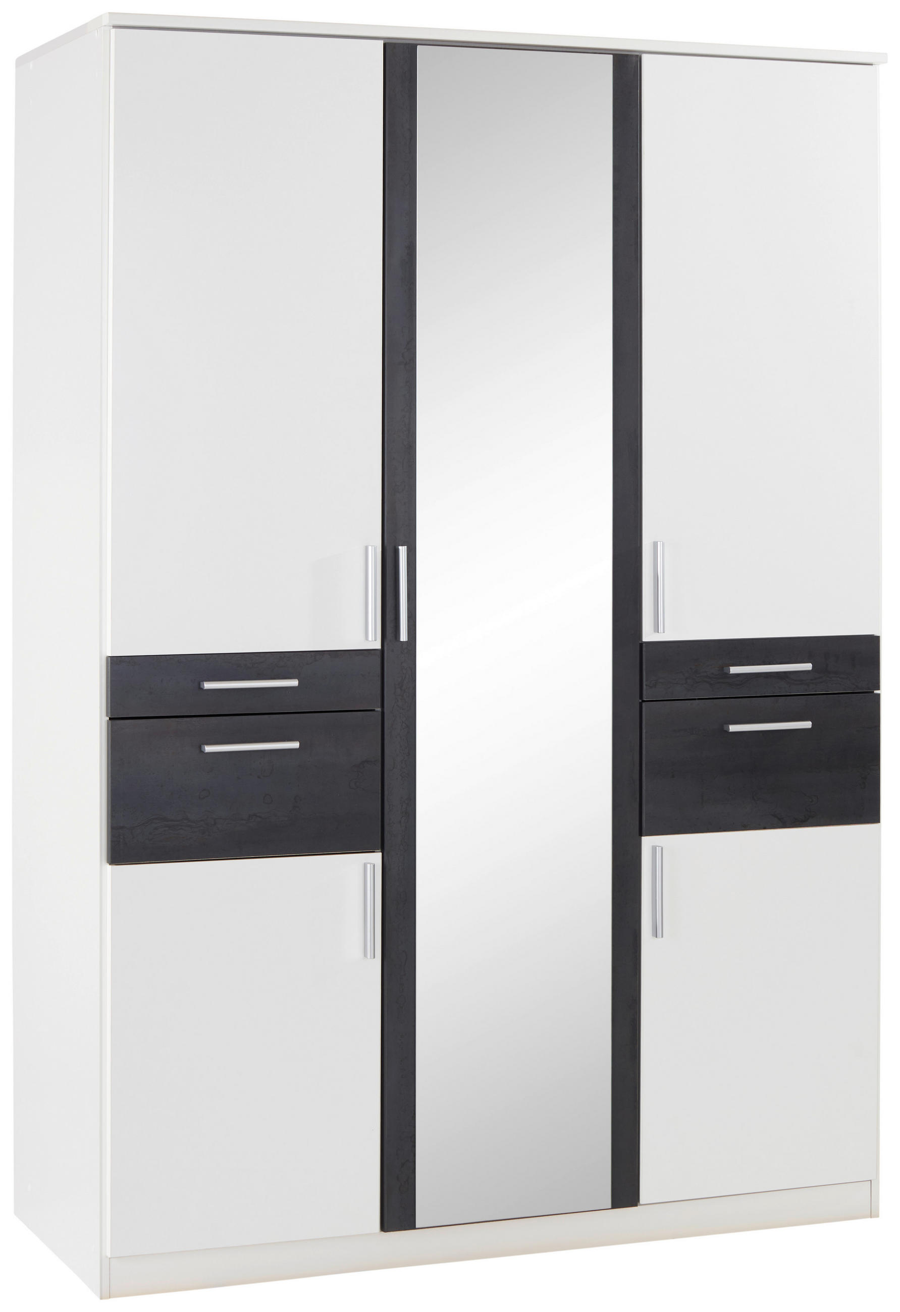 KLEIDERSCHRANK 135/199/58 cm,  in Graphitfarben, Grau, Weiß, 5 Tür(en)  - Silberfarben/Graphitfarben, MODERN, Holzwerkstoff/Kunststoff (135/199/58cm) - MID.YOU