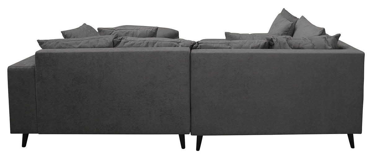 Ecksofa inkl. Hocker in Flachgewebe Grau  - Schwarz/Grau, Design, Holz/Textil (174/247cm) - MID.YOU