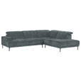 ECKSOFA Grau Chenille Kopfteilverstellung, Sitztiefenverstellung  - Schwarz/Grau, Design, Textil/Metall (307/243cm) - Xora