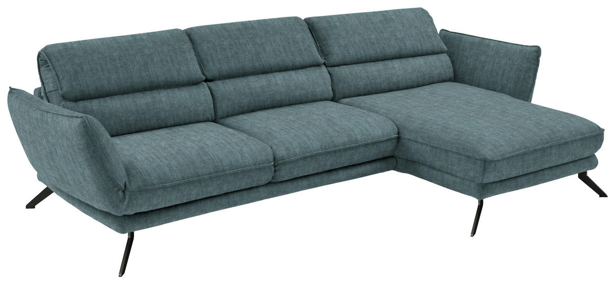 ECKSOFA in Velours Opal  283/153 cm  - Opal/Schwarz, Design, Textil/Metall (283/153cm) - Valdera
