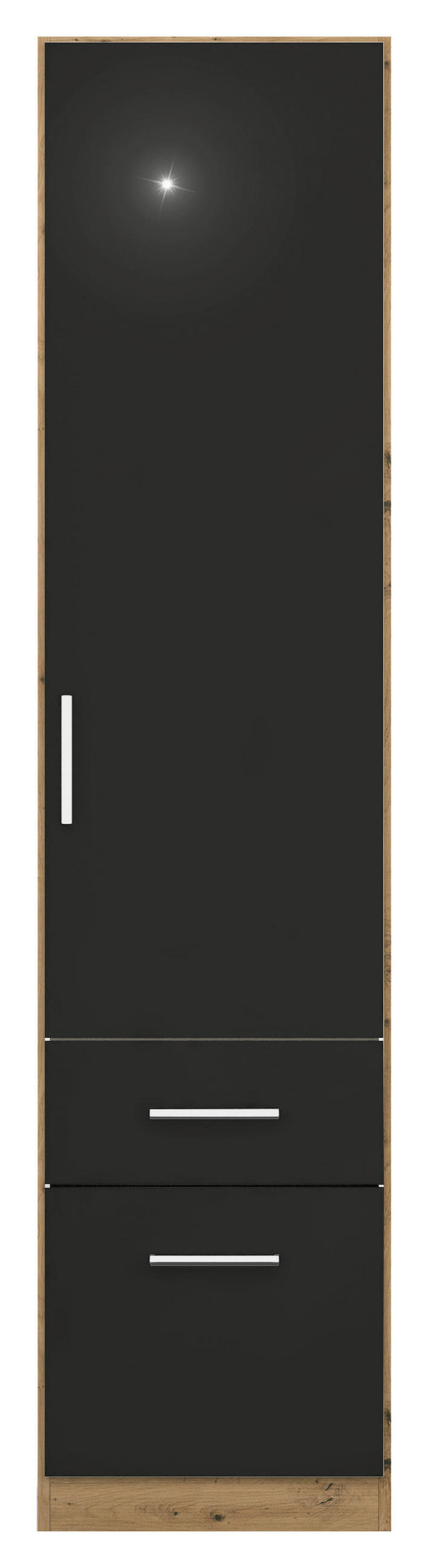 DREHTÜRENSCHRANK  in Eiche Artisan, Grau  - Chromfarben/Eiche Artisan, MODERN, Holzwerkstoff/Kunststoff (47/197/54cm) - Rauch Möbel