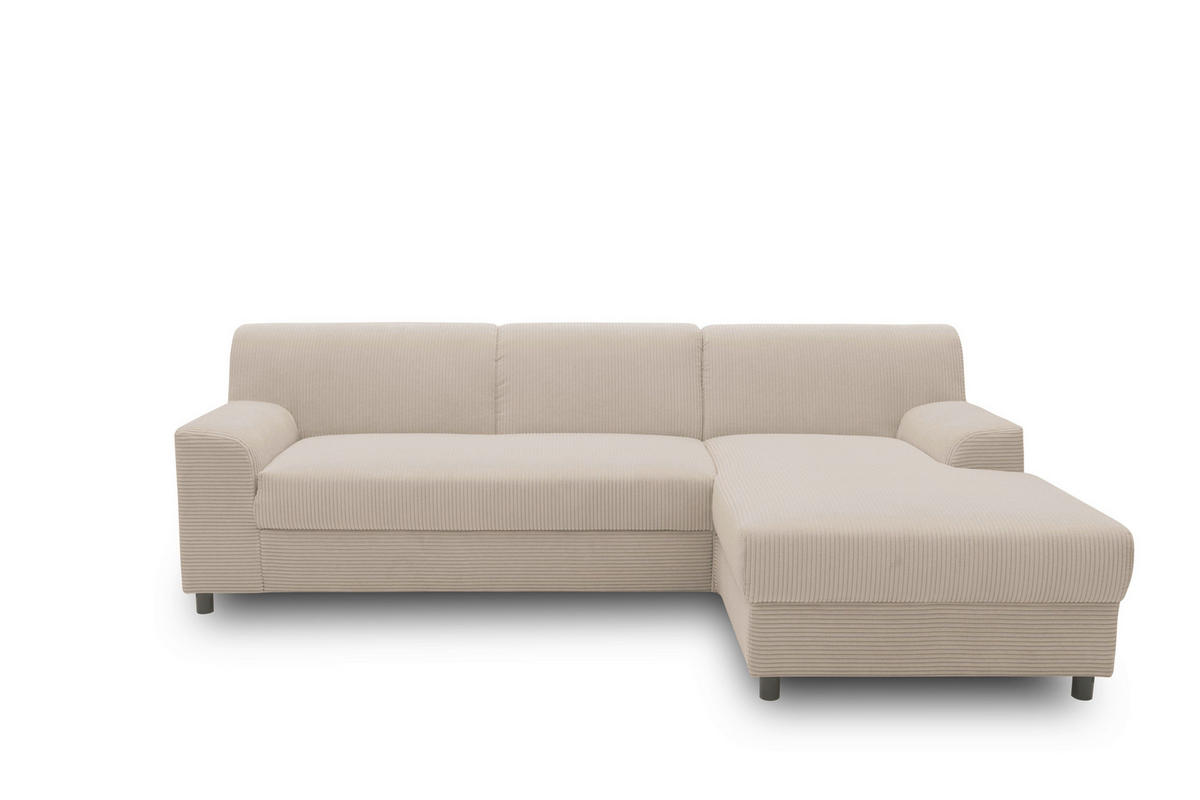 ECKSOFA CAPRI 2 Taupe Cord Zierkissen  - Taupe/Schwarz, Basics, Kunststoff/Textil (241/146cm) - MID.YOU