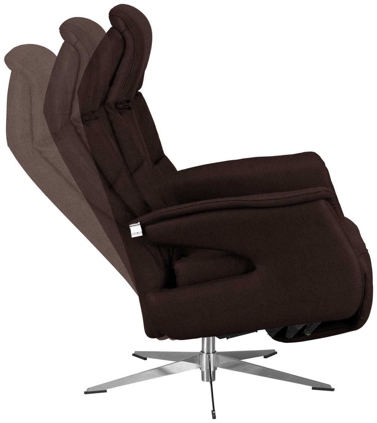 RELAXSESSEL in Leder Dunkelbraun  - Chromfarben/Dunkelbraun, Design, Leder/Metall (74/108/86cm) - Welnova