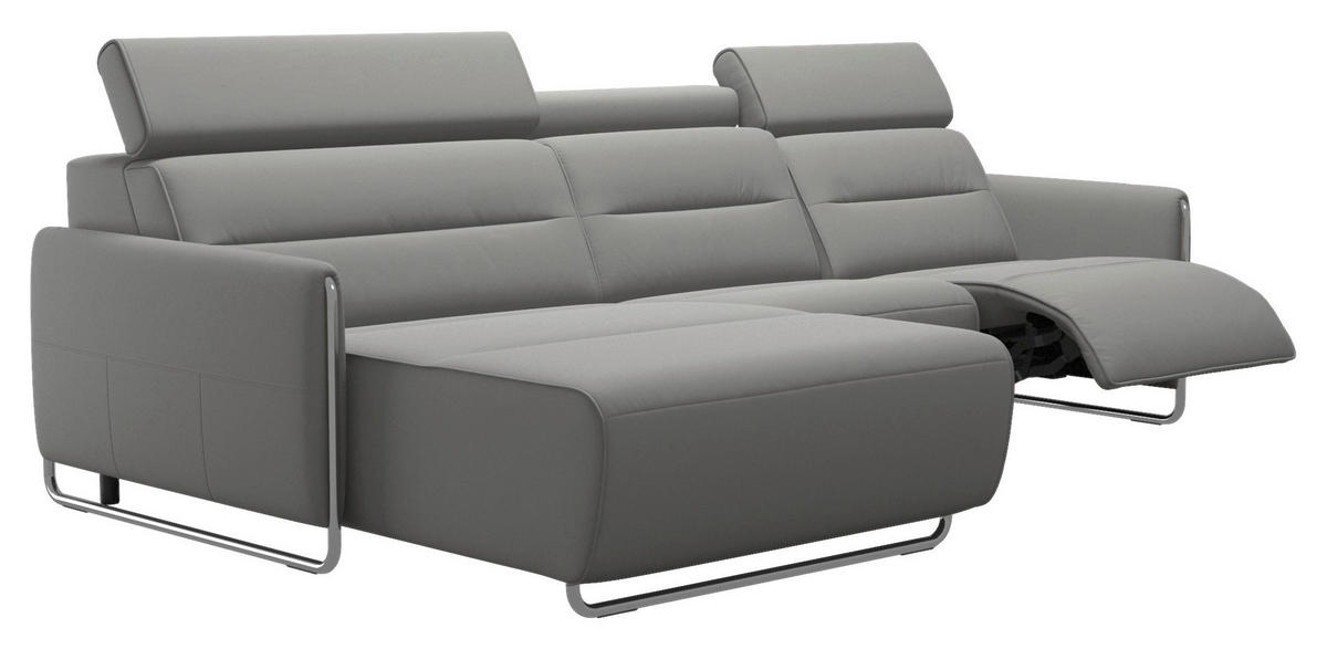 WOHNLANDSCHAFT Grau Echtleder  - Schwarz/Grau, Design, Leder/Metall (184/284cm) - Stressless
