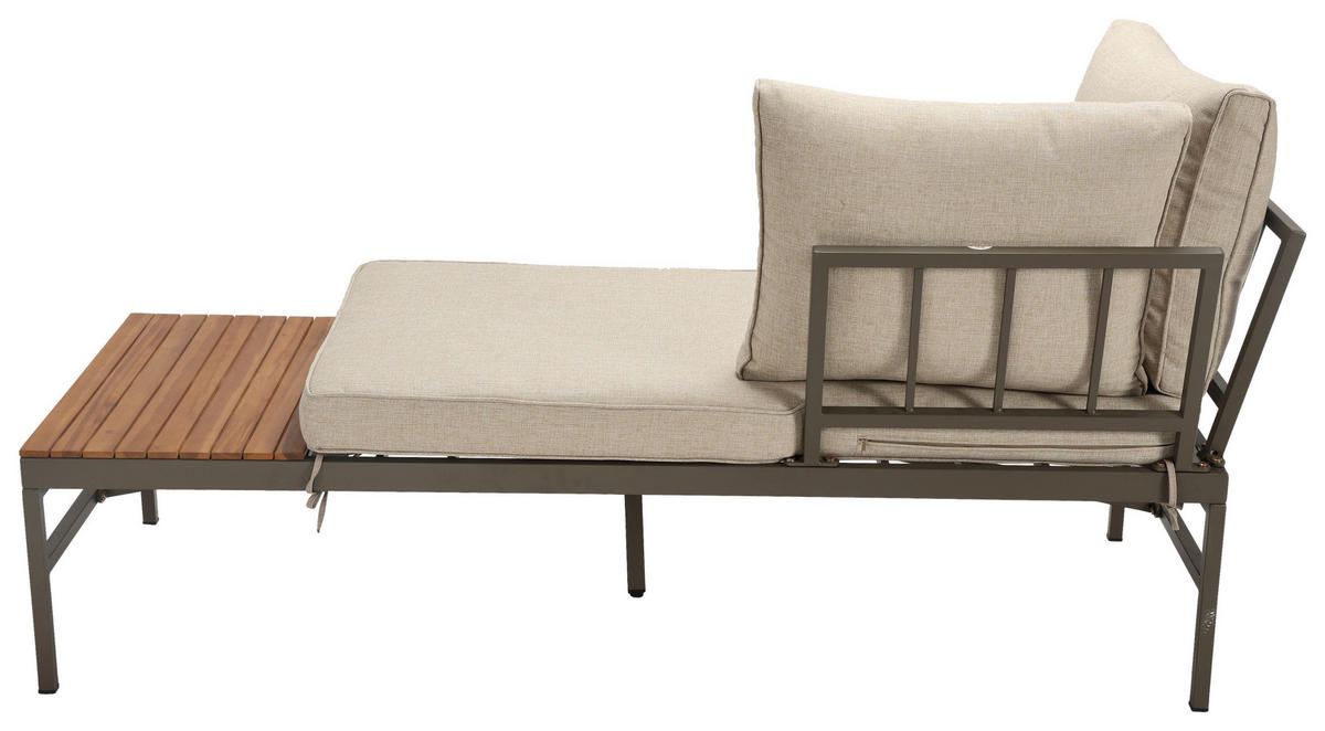 LOUNGEGARNITUR   57/35/57 cm Akazie vollmassiv Aluminium  - Beige/Beigebraun, MODERN, Holz/Textil (57/35/57cm) - Ambia Garden