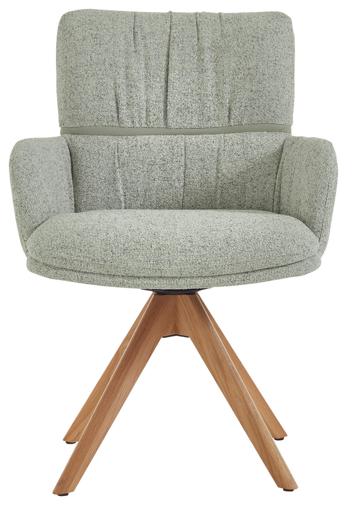 ARMLEHNSTUHL  Typenauswahl, Sitzfläche 360° drehbar, inklusive Armlehnen, Gestellauswahl, automatische Rückholfunktion Mikrofaser  Grün  - Eichefarben/Grün, Design, Holz/Textil (61/86/63cm) - Valdera