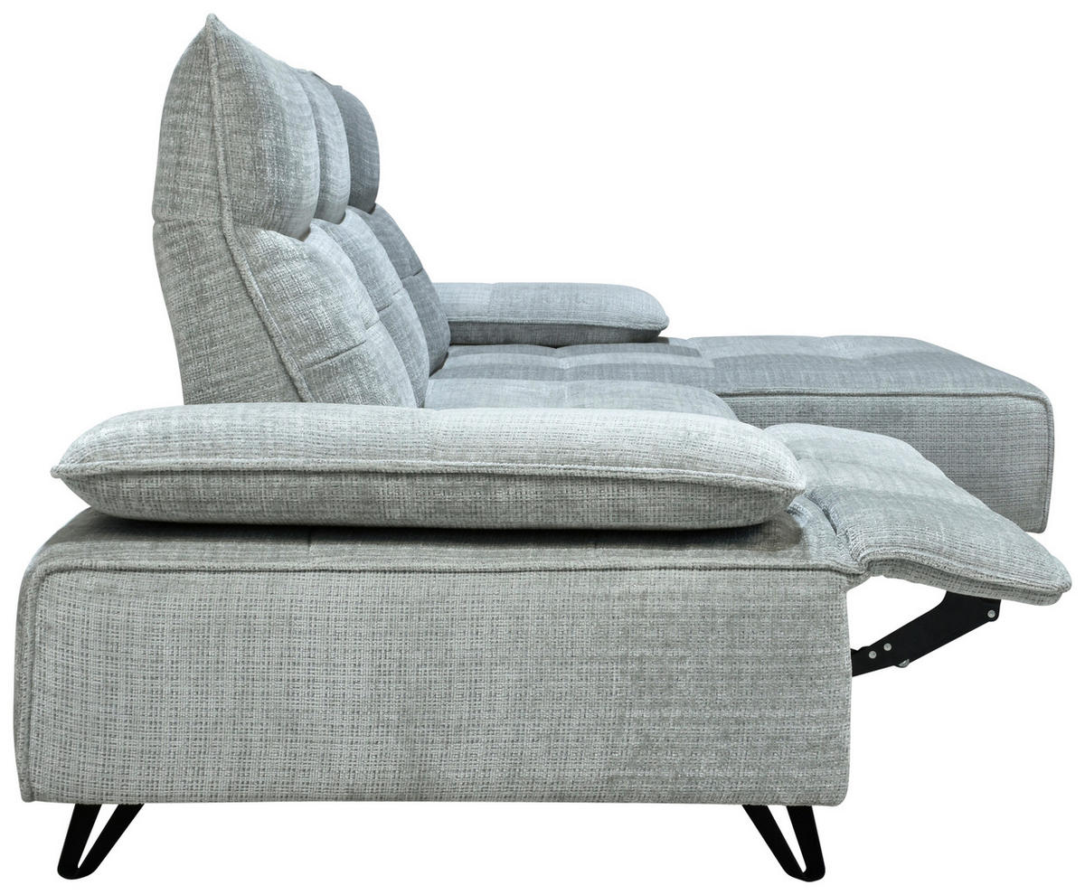 ECKSOFA Hellgrau Chenille  - Hellgrau/Schwarz, Design, Kunststoff/Textil (314/162cm) - Livetastic