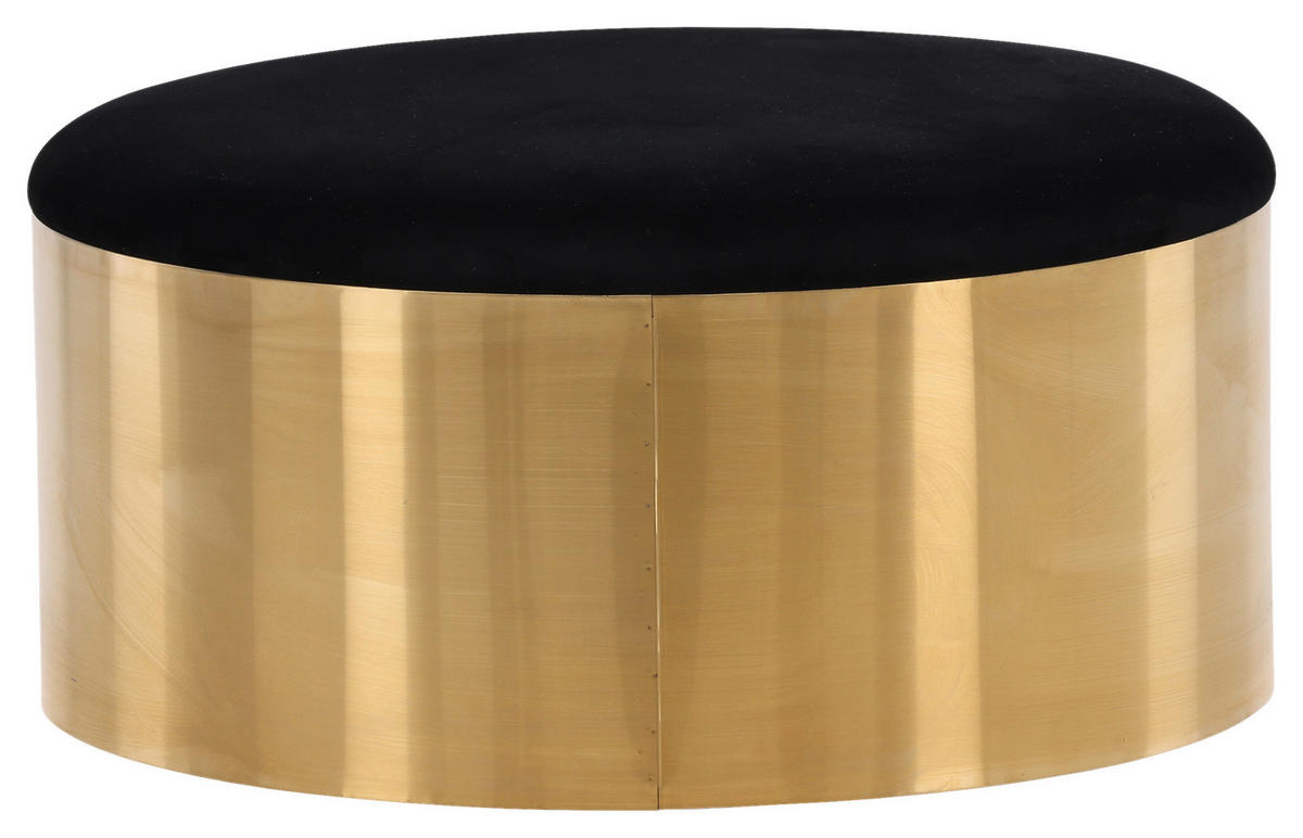 HOCKER Samt Schwarz, Goldfarben  - Goldfarben/Schwarz, Design, Textil/Metall (45/46/45cm) - Livetastic