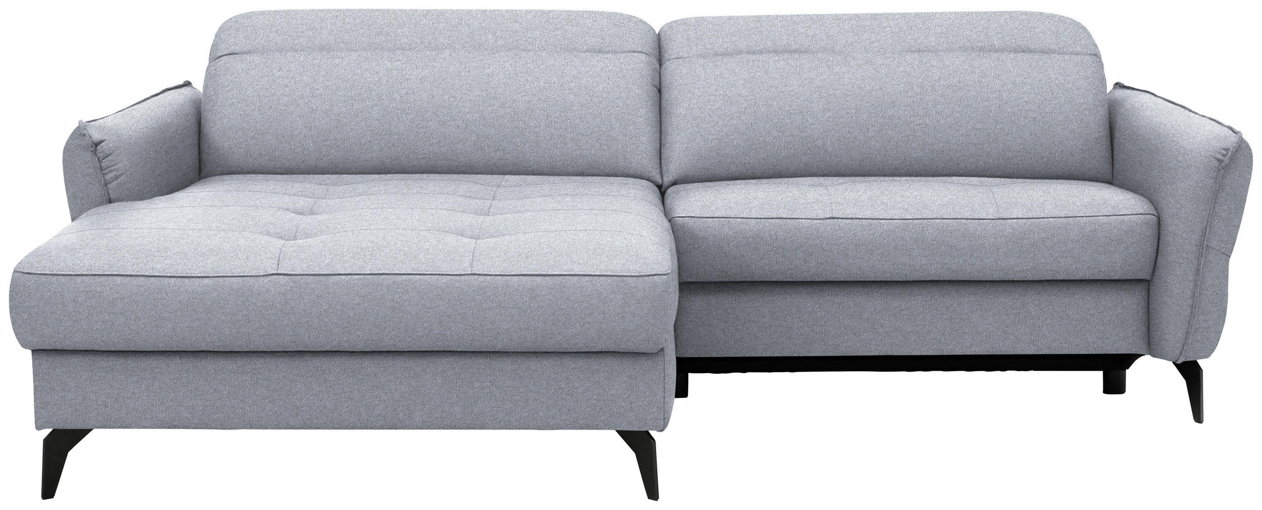 ECKSOFA MANTA in Flachgewebe Hellgrau  175/246 cm  - Hellgrau/Schwarz, Design, Textil/Metall (175/246cm) - Celina