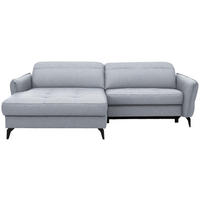 ECKSOFA MANTA in Flachgewebe Hellgrau  175/246 cm  - Hellgrau/Schwarz, Design, Textil/Metall (175/246cm) - Celina