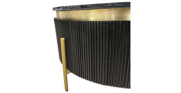 COUCHTISCH Mangoholz vollmassiv 80/80/45 cm rund Schwarz, Goldfarben  - Goldfarben/Schwarz, Design, Holz/Stein (80/80/45cm) - Landscape