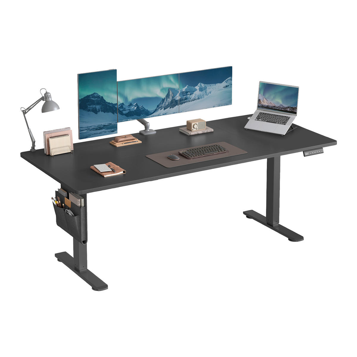 SCHREIBTISCH 140/60/72-120 cm Schwarz elektrisch höhenverstellbar  - Schwarz/Weiß, Basics, Holzwerkstoff/Metall (140/60/72-120cm) - Boxxx