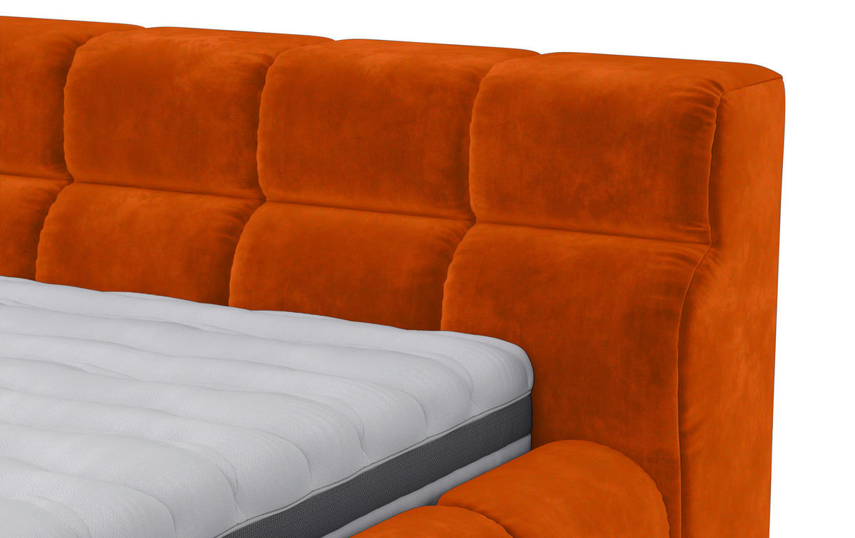 POLSTERBETT 160/200 cm,  in Bernsteinfarben,  - Bernsteinfarben/Schwarz, Design, Textil/Metall (160/200cm) - Belluti