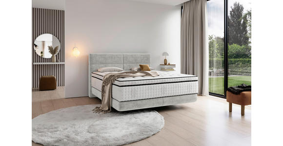 BOXSPRINGBETT 180/200 cm  in Hellgrau  - Hellgrau/Schwarz, KONVENTIONELL, Holz/Textil (180/200cm) - Esposa