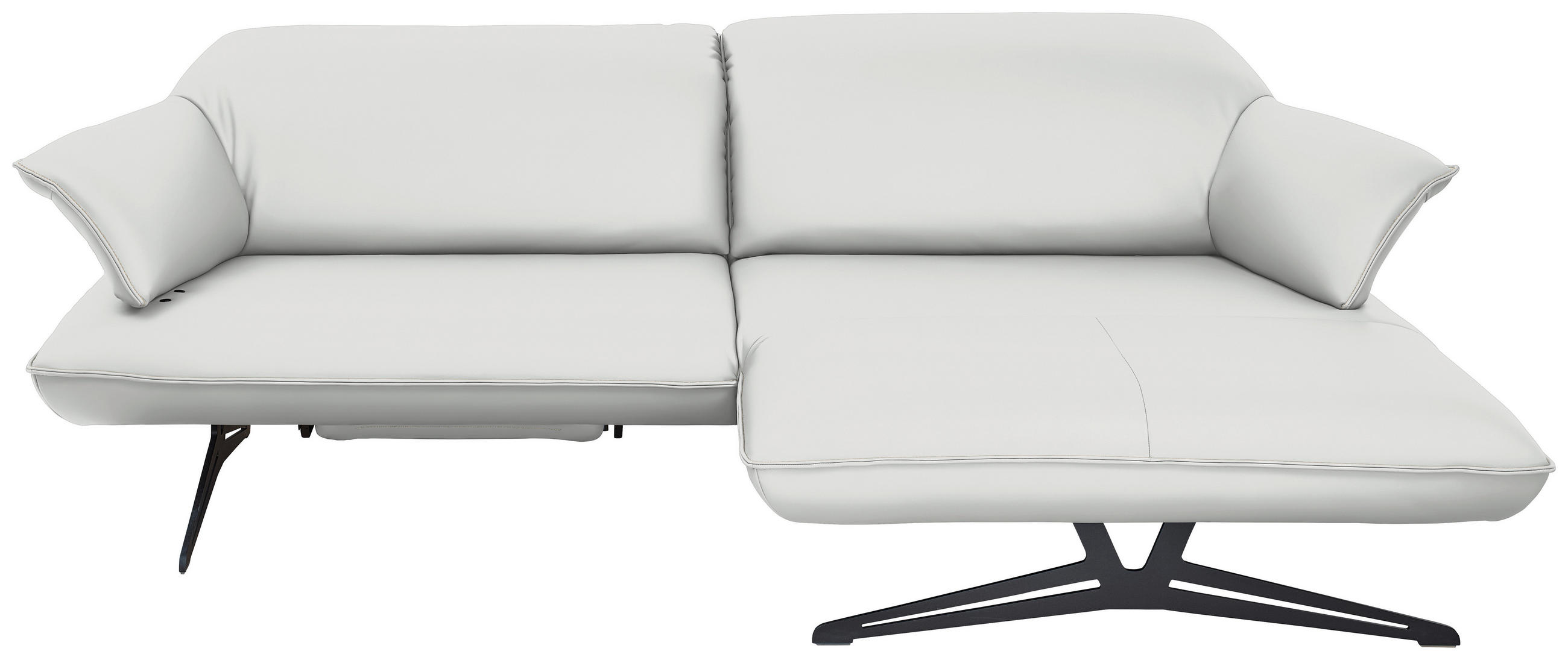 ECKSOFA in Echtleder Weiß  252/169 cm  - Beige/Schwarz, Design, Leder/Metall (252/169cm) - Koinor