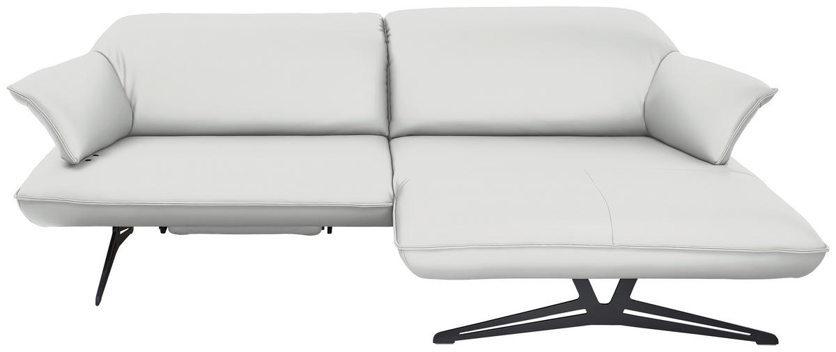 ECKSOFA in Echtleder Weiß  252/169 cm  - Beige/Schwarz, Design, Leder/Metall (252/169cm) - Koinor