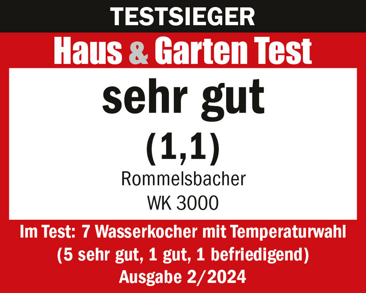 WASSERKOCHER 1,7 L  - Edelstahlfarben, Basics, Metall (23/24/15cm) - Rommelsbacher