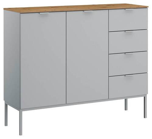 SIDEBOARD in 120/100/42 cm - Eichefarben/Alufarben, Trend, Holzwerkstoff/Kunststoff (120/100/42cm) - Stylife
