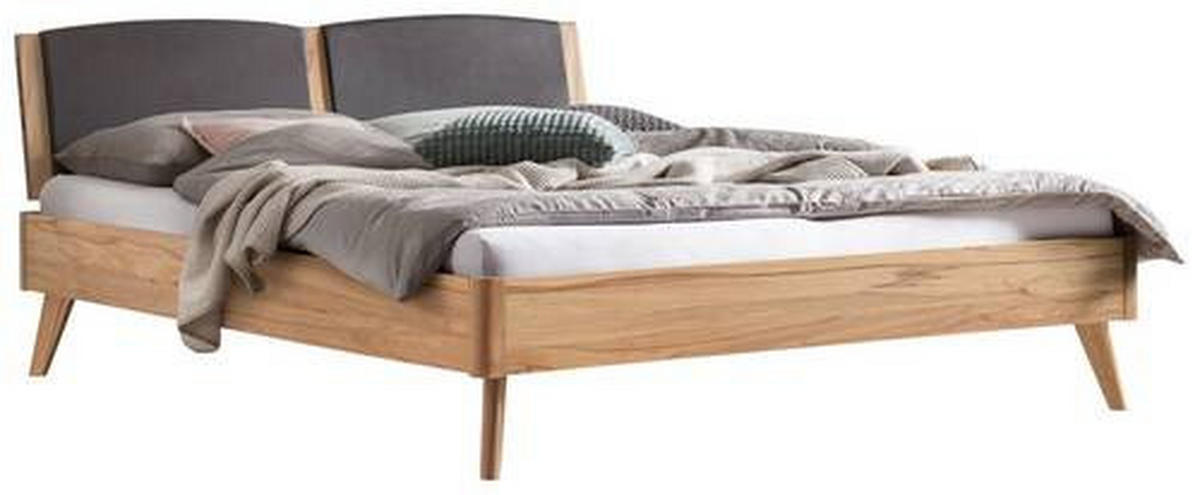 BETT 140/200 cm  in Buchefarben, Dunkelgrau   - Dunkelgrau/Buchefarben, Konventionell, Holz/Textil (140/200cm) - Hasena
