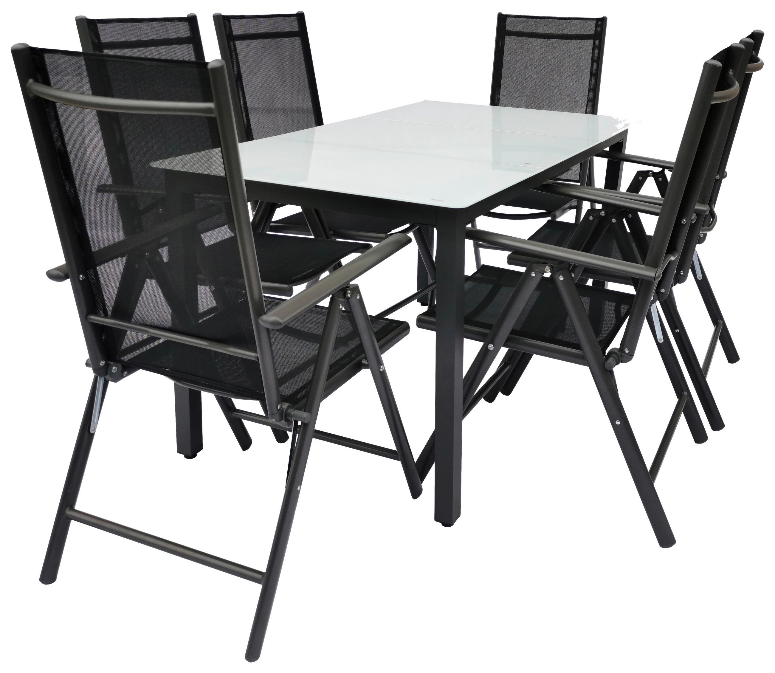 GARTENTISCHGRUPPE Aluminium  - Anthrazit, Basics, Glas/Textil - Gardenson