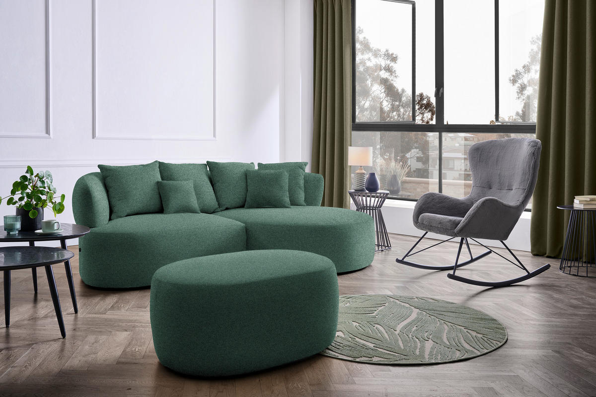 HOCKER in Textil Dunkelgrün  - Dunkelgrün/Schwarz, MODERN, Kunststoff/Textil (88/43/66cm) - Hom`in