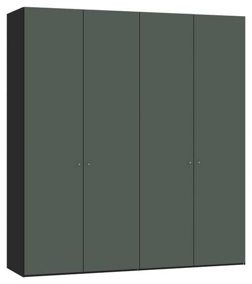 DREHTÜRENSCHRANK 203/220/40 cm 4-türig Grau, Grün, Schwarz  - Silberfarben/Schwarz, Design, Glas/Holzwerkstoff (203/220/40cm) - Jutzler