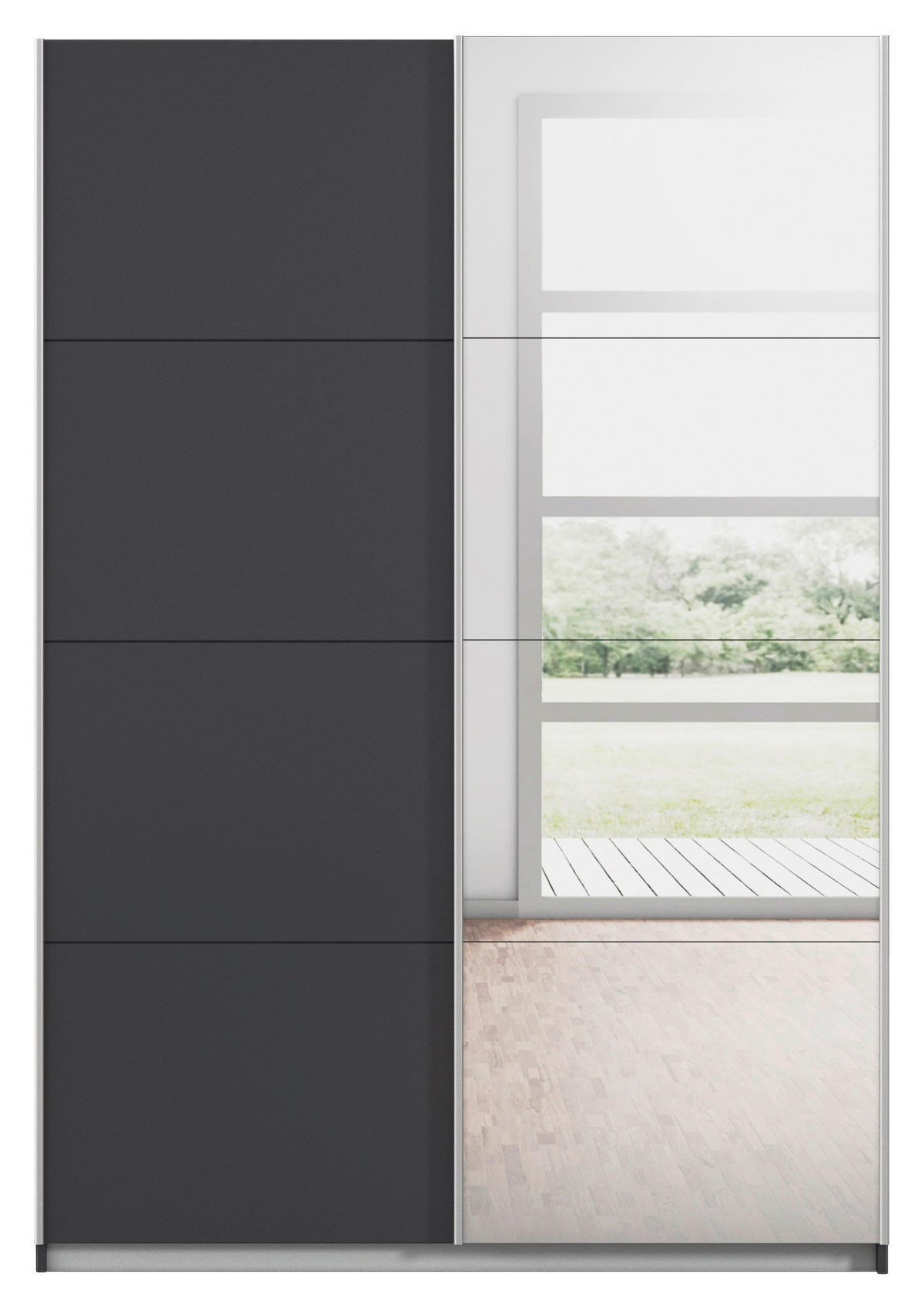 SCHWEBETÜRENSCHRANK in Silberfarben, Graphitfarben  - Silberfarben/Alufarben, Modern, Holzwerkstoff/Metall (136/197/61cm) - Rauch Möbel