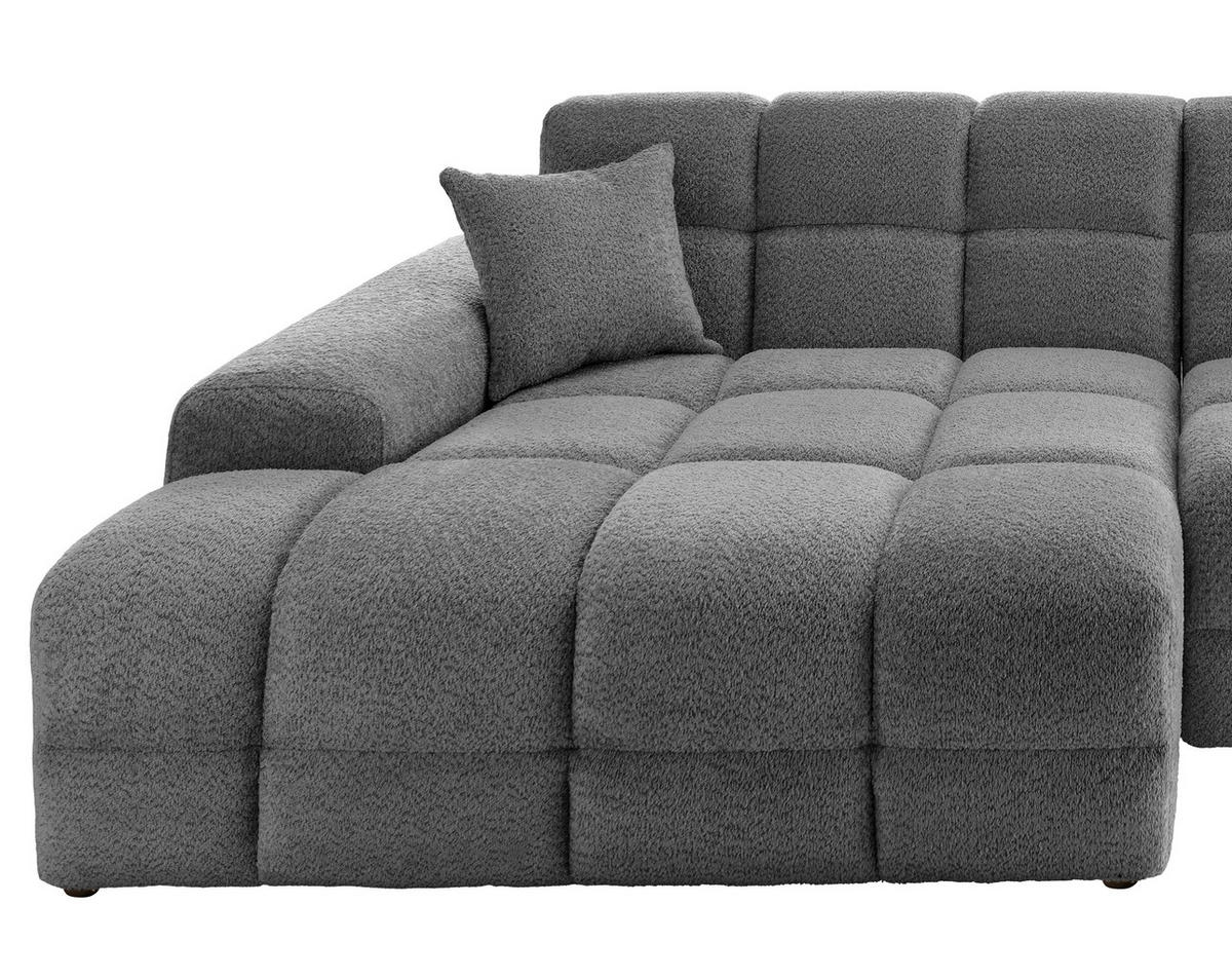 ECKSOFA Anthrazit Bouclé  - Anthrazit/Schwarz, MODERN, Kunststoff/Textil (152/301cm) - Livetastic