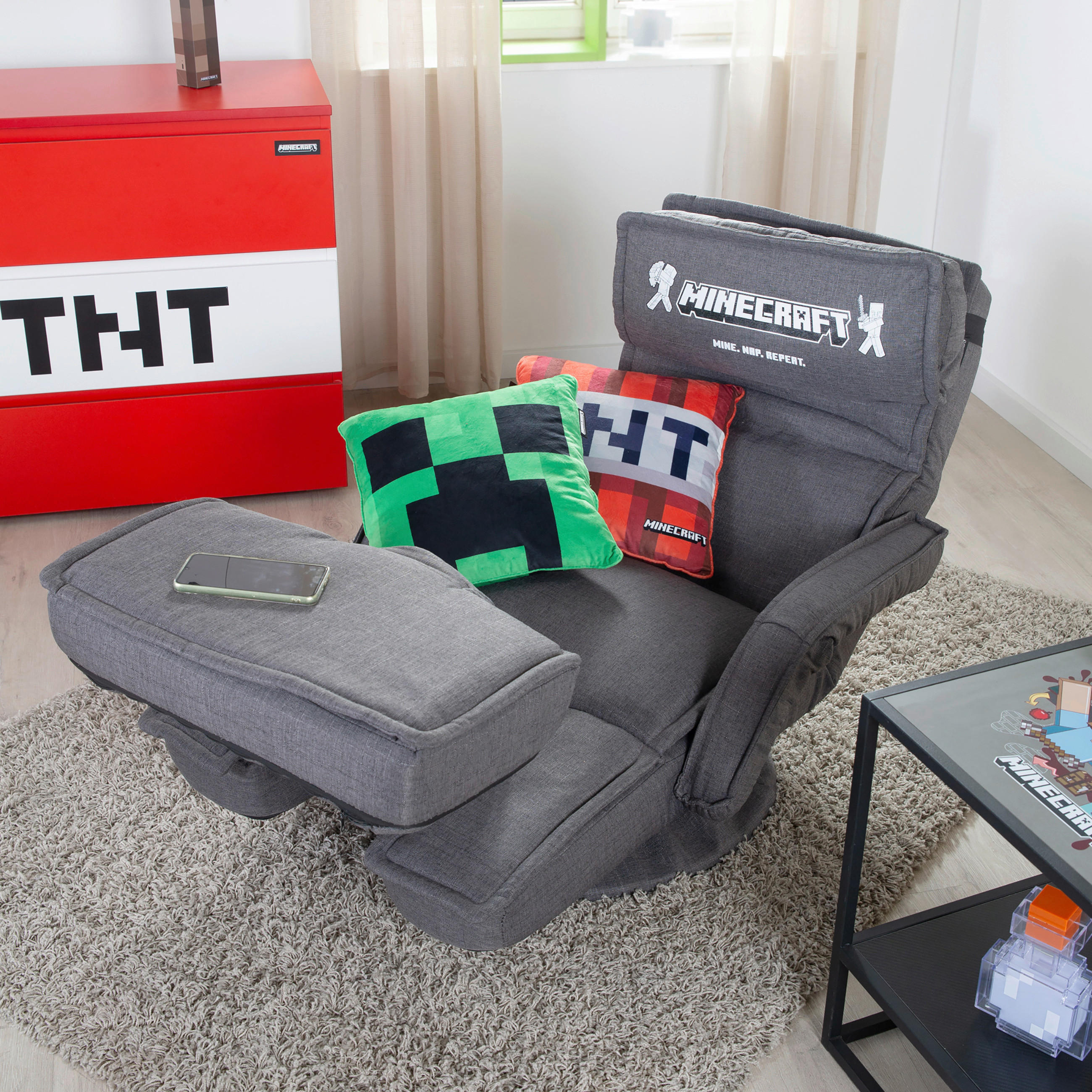 LOUNGESESSEL Webstoff Grau    - Grau, MODERN, Textil/Metall (62/80/60cm) - Minecraft