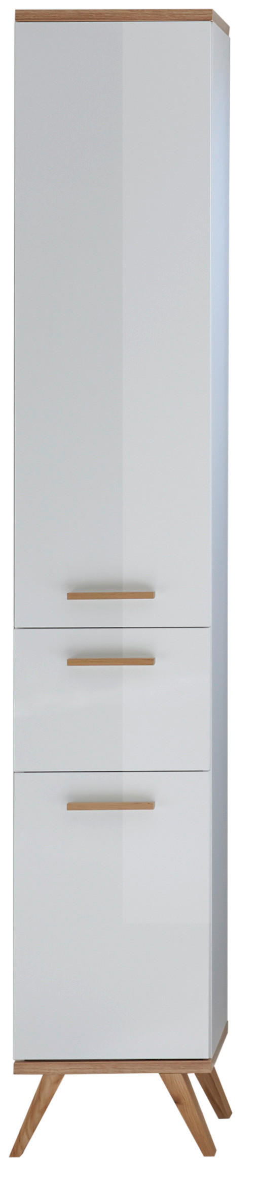 HOCHSCHRANK 35,5/205/33,0 cm  - Eichefarben/Weiß, KONVENTIONELL, Glas/Holzwerkstoff (35,5/205/33,0cm) - Xora