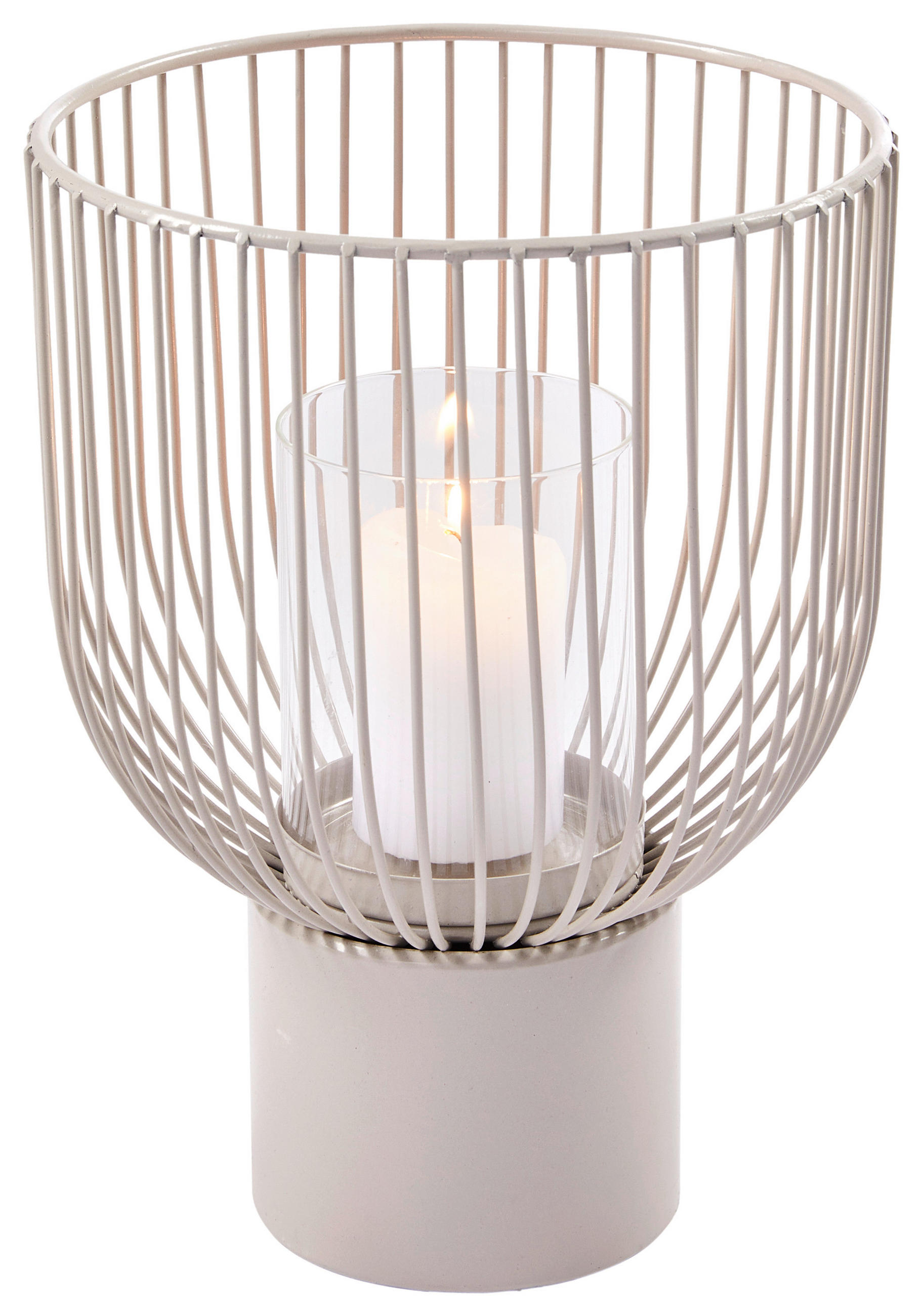 WINDLICHT Beige  - Beige, Basics, Glas/Metall (18/18/25cm) - Boltze Home