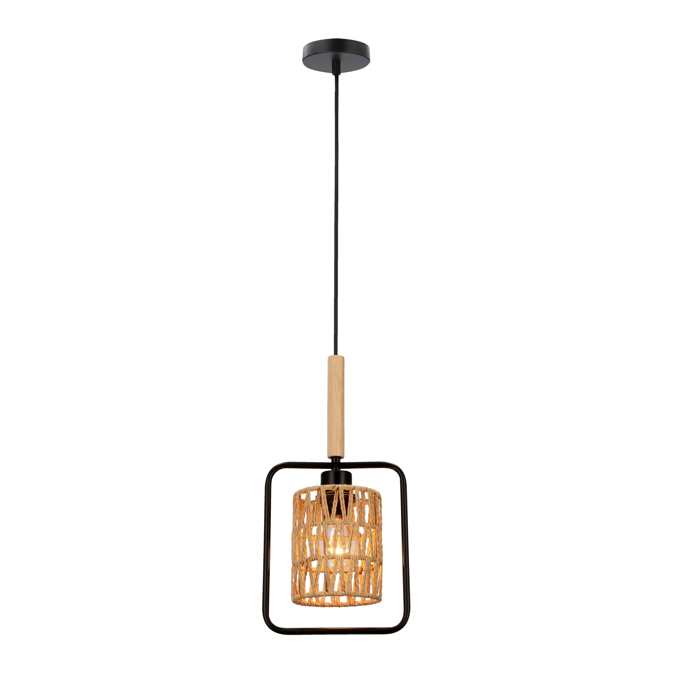 PENDELLEUCHTE Crown 20/12/110 cm   - Beige/Schwarz, Natur, Textil/Metall (20/12/110cm)