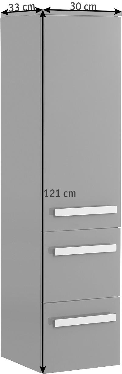 SREDNJI ORMARIĆ   - siva/boje kroma, Design, staklo/drvni materijal (30/121/33cm) - Sadena