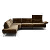 ECKSOFA Cosy Braun Samt  - Schwarz/Braun, Design, Textil/Metall (213/288-303cm) - SENSOO