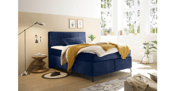 BOXSPRINGBETT 140/200 cm  in Blau  - Blau/Schwarz, Design, Holzwerkstoff/Kunststoff (140/200cm) - Xora