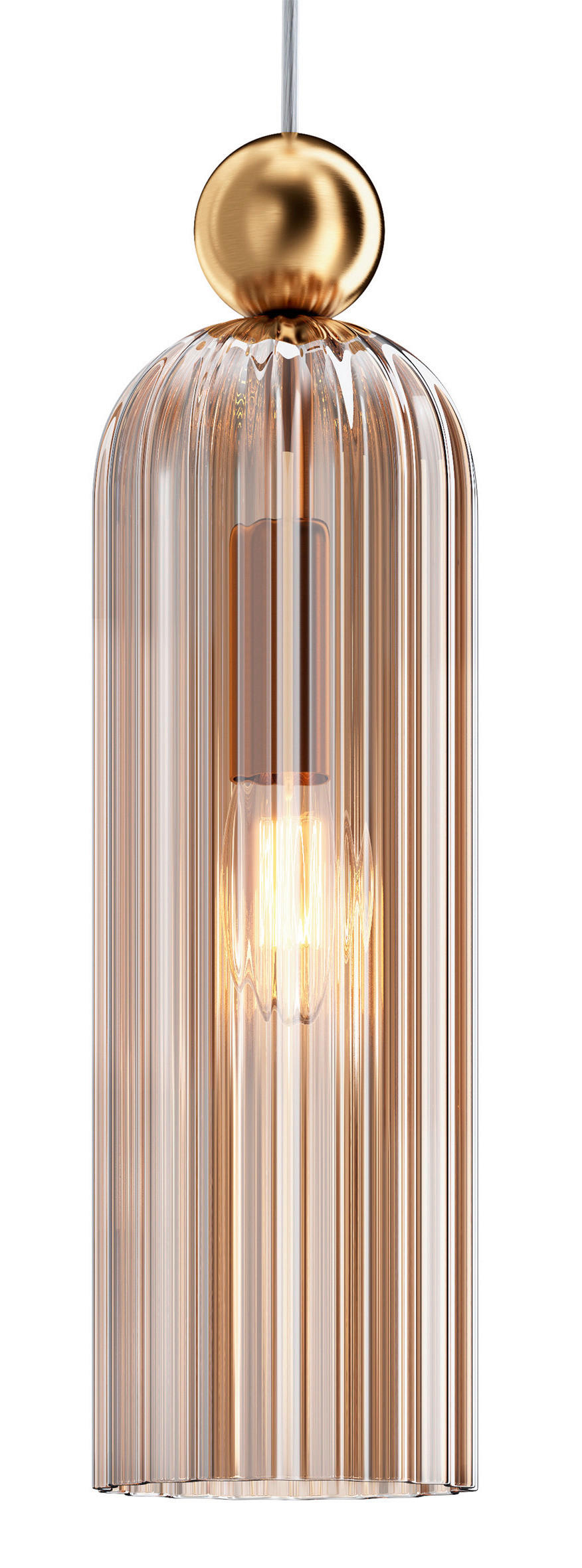 PENDELLEUCHTE 10/34,7 cm   - Cognac/Goldfarben, Trend, Glas/Metall (10/34,7cm) - MAYTONI