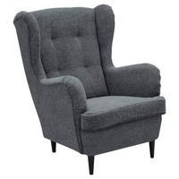 ÖRONLAPPSFÅTÖLJ i vävt tyg antracit, svart  - svart/antracit, Basics, trä/textil (78/102/98cm) - MID.YOU