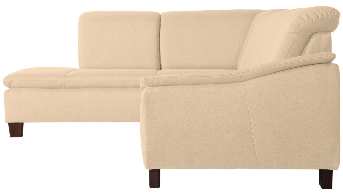 ECKSOFA in Flachgewebe Beige  - Beige/Nussbaumfarben, Design, Holz/Textil (247/82/187cm) - Max Winzer