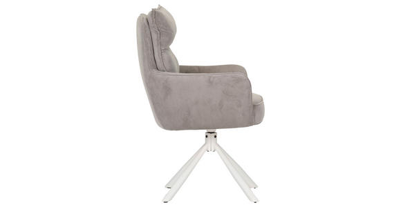 ARMLEHNSTUHL  Stoffauswahl, Sitzfläche 360° drehbar, automatische Rückholfunktion Cord  - Taupe/Creme, Design, Textil/Metall (60/95/62cm) - Novel