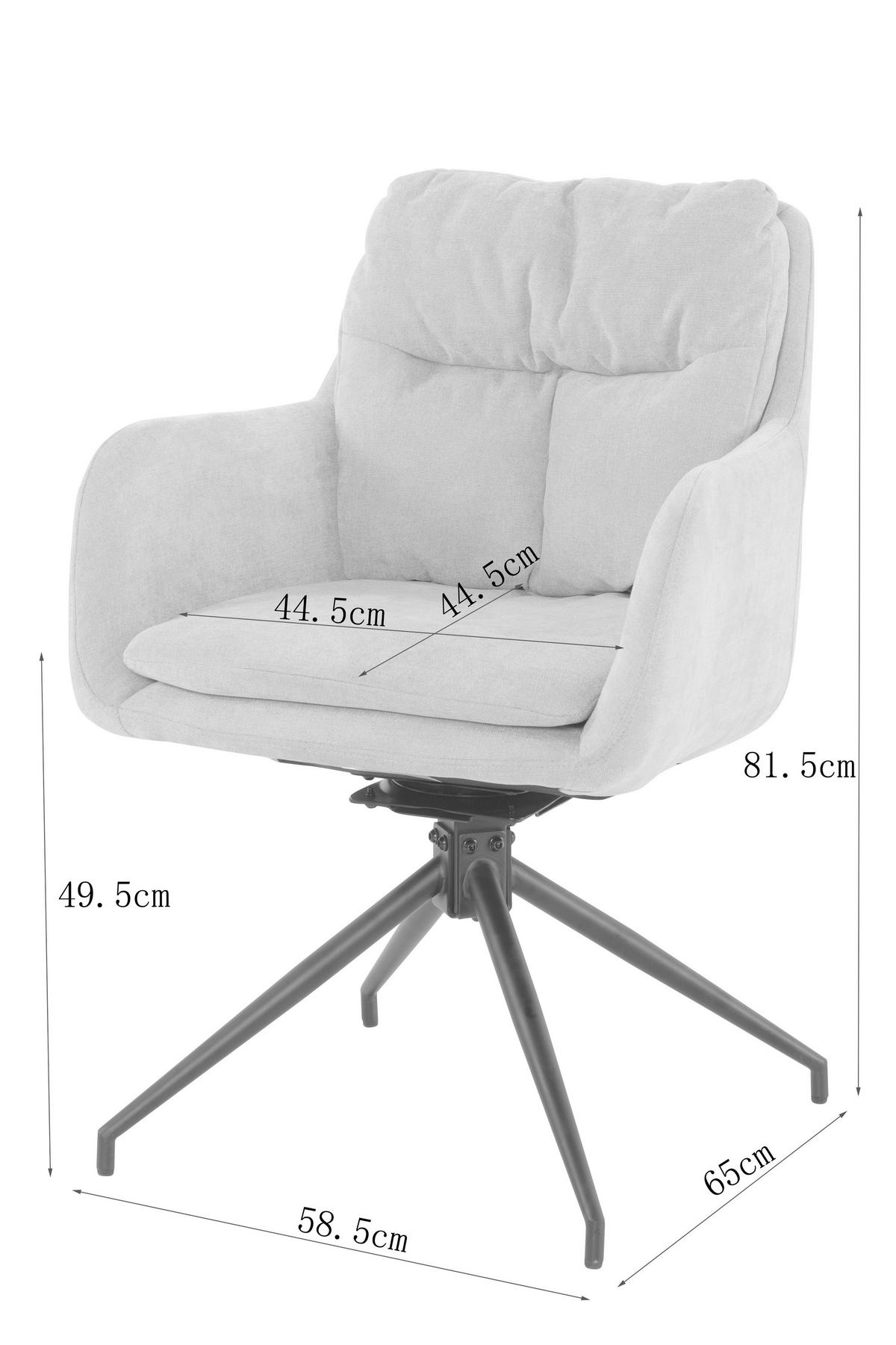 ARMLEHNSTUHL  Sitzfläche 180° drehbar, automatische Rückholfunktion Chenille  Schwarz, Beige  - Beige/Schwarz, MODERN, Textil/Metall (57.5/82/65cm) - Livetastic
