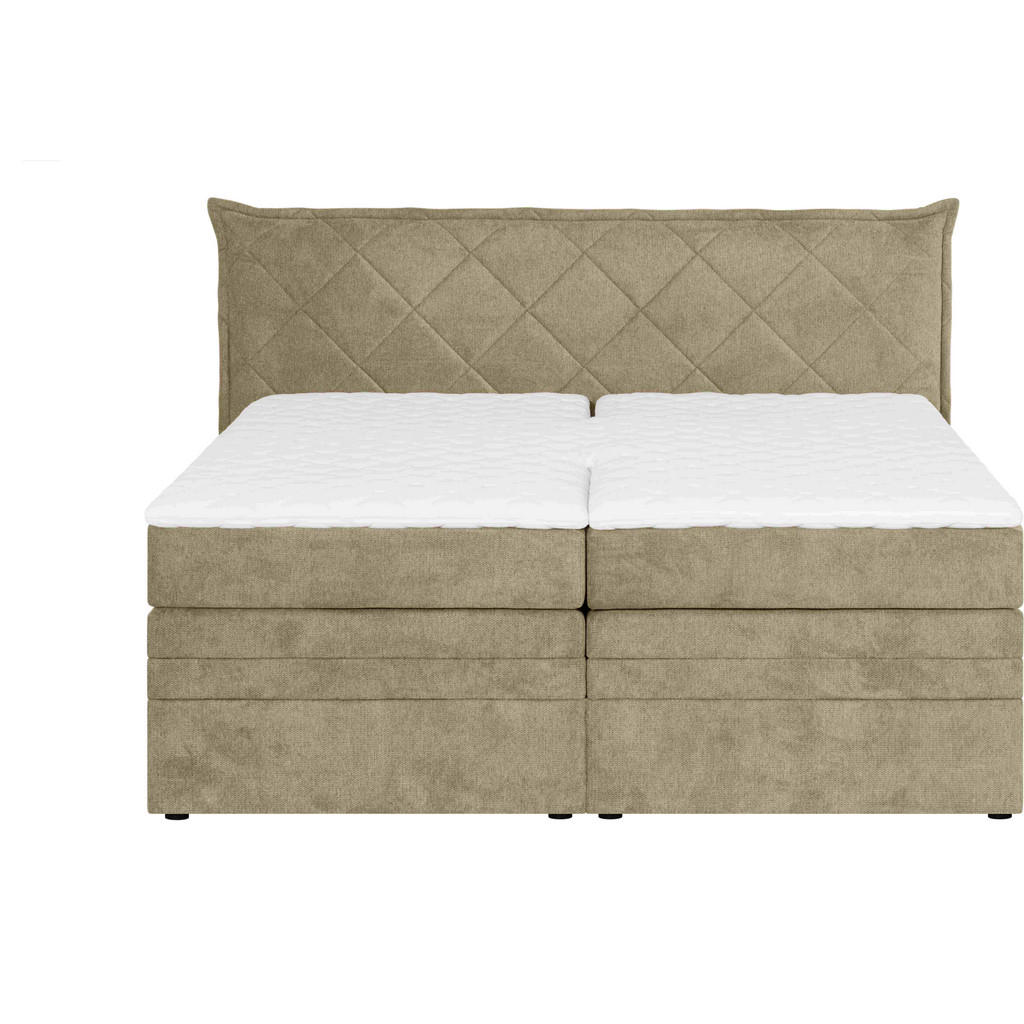 Thumbnail - Welnova Boxspringbett, Olivgrün, Textil, H4 + H5, 7-Zonen, Höhe ca. 17 cm, 160x200 cm, gepolstertes Kopfteil, in verschi...
