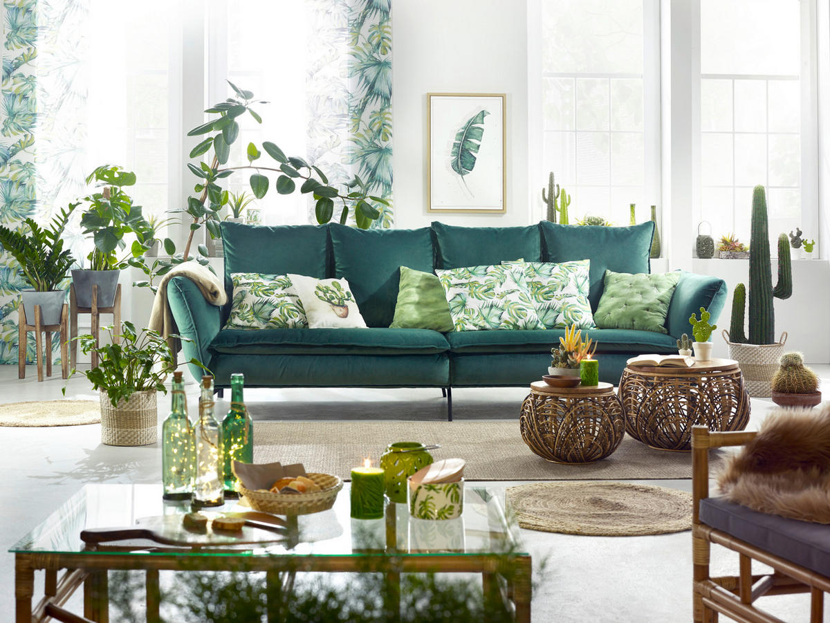 MEGA SOFA zelena  - zelena/višebojna, Dizajnerski, metal/tekstil (300/88-45/109cm) - Landscape