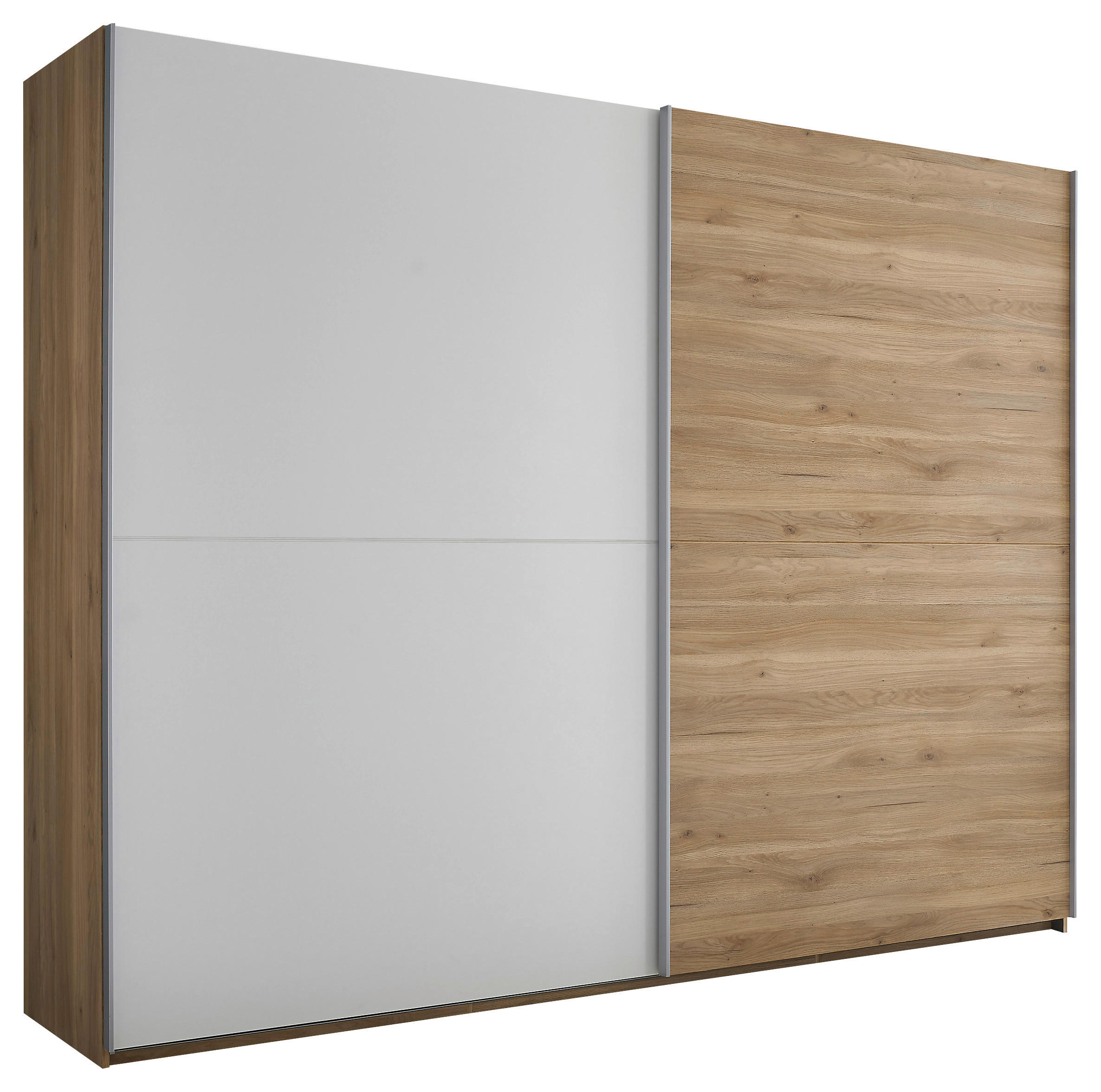 SCHWEBETÜRENSCHRANK 270/210/60 cm 2-türig Weiß, Eichefarben  - Eichefarben/Alufarben, MODERN, Holzwerkstoff/Metall (270/210/60cm) - Livetastic