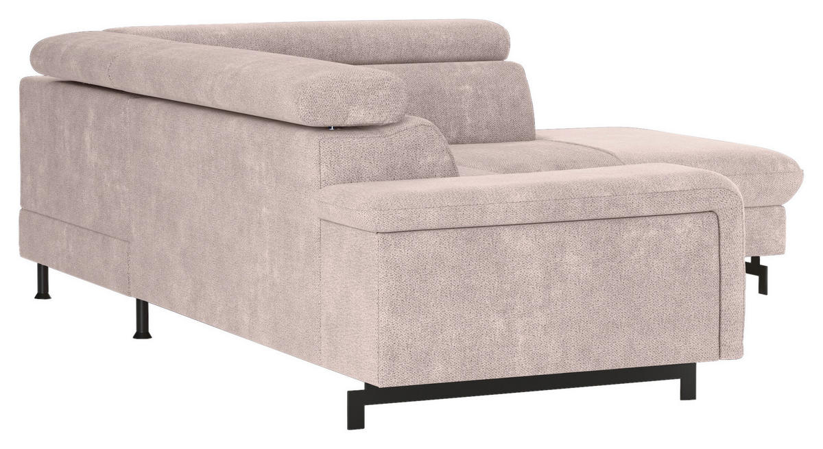 ECKSOFA Creme Chenille  - Creme/Schwarz, Textil/Metall (262/215cm) - MID.YOU