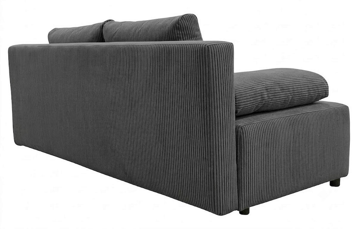 SCHLAFSOFA MILKY Cord Dunkelgrau  inkl. Rückenkissen, Armlehnenkissen, Bettkasten  - Dunkelgrau/Schwarz, Design, Kunststoff/Textil (206/87/88cm) - MID.YOU