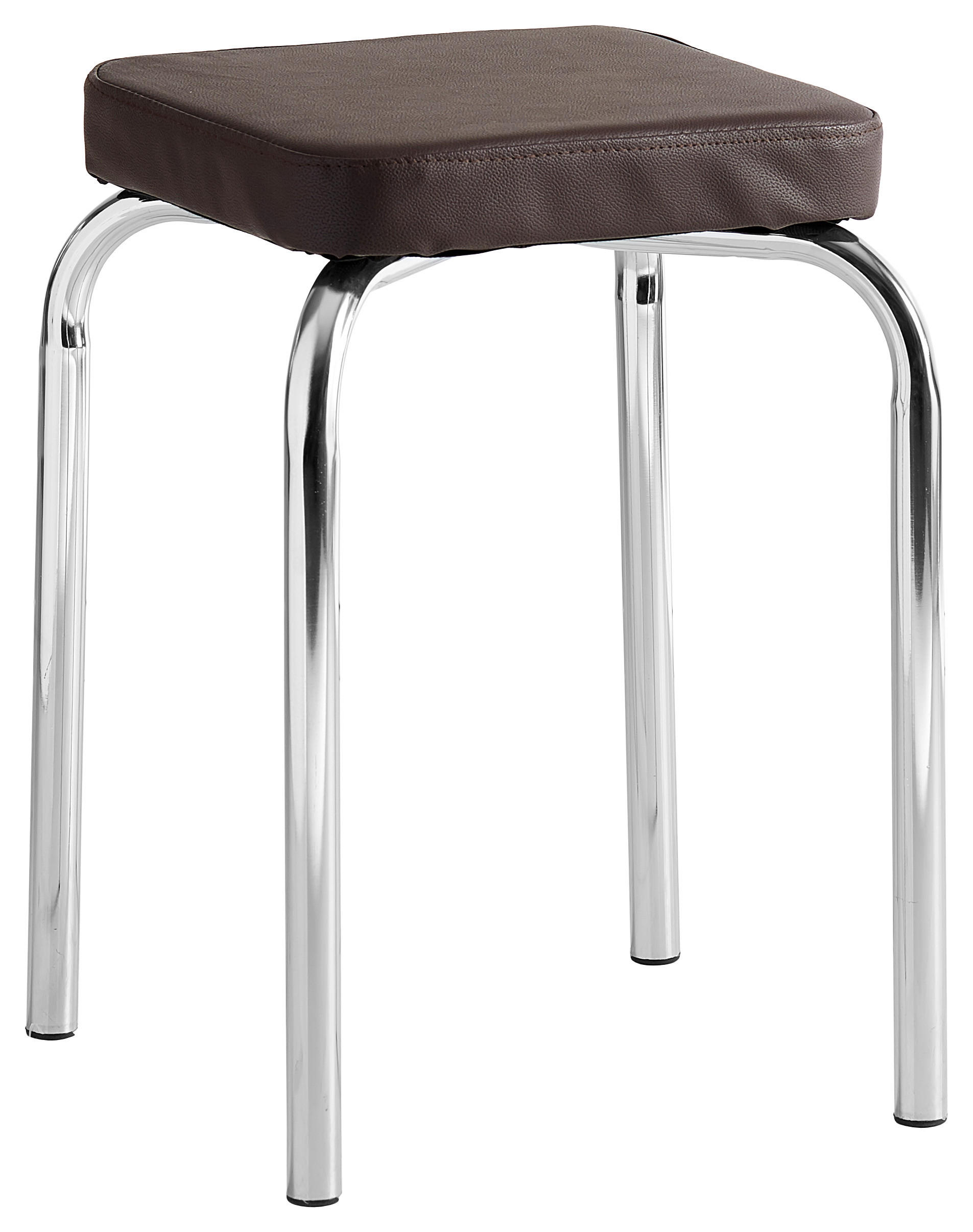 STAPELHOCKER Lederlook Braun  - Chromfarben/Braun, Basics, Textil/Metall (36/49/36cm) - Carryhome