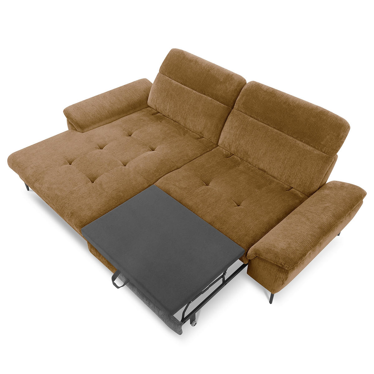ECKSOFA  Webstoff Rostfarben  - Rostfarben/Schwarz, Design, Textil/Metall (195/268cm) - Livetastic