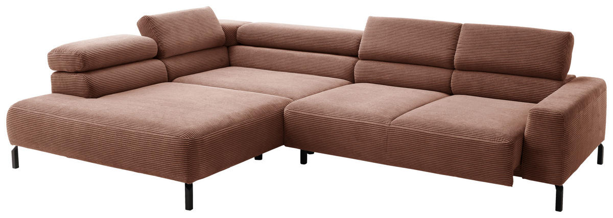 ECKSOFA in Cord Rostfarben  219/309 cm  - Rostfarben/Schwarz, MODERN, Textil/Metall (219/309cm) - Pure Home Lifestyle