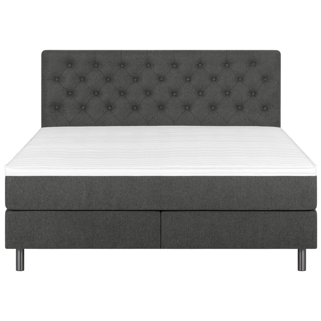Thumbnail - Welnova Boxspringbett, Anthrazit, Textil, H3 + H4, 7-Zonen, Höhe ca. 21 cm, 140x200 cm, Topper durchgehend, Matratze gep...