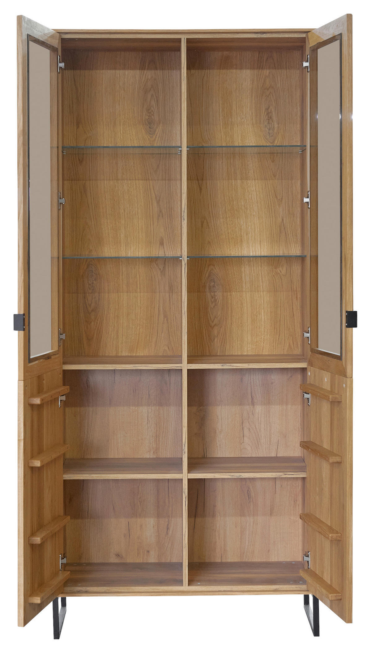 VITRINE  in furniert Eiche Eichefarben  - Eichefarben/Schwarz, Natur, Glas/Holz (92/208,8/40cm) - Carryhome